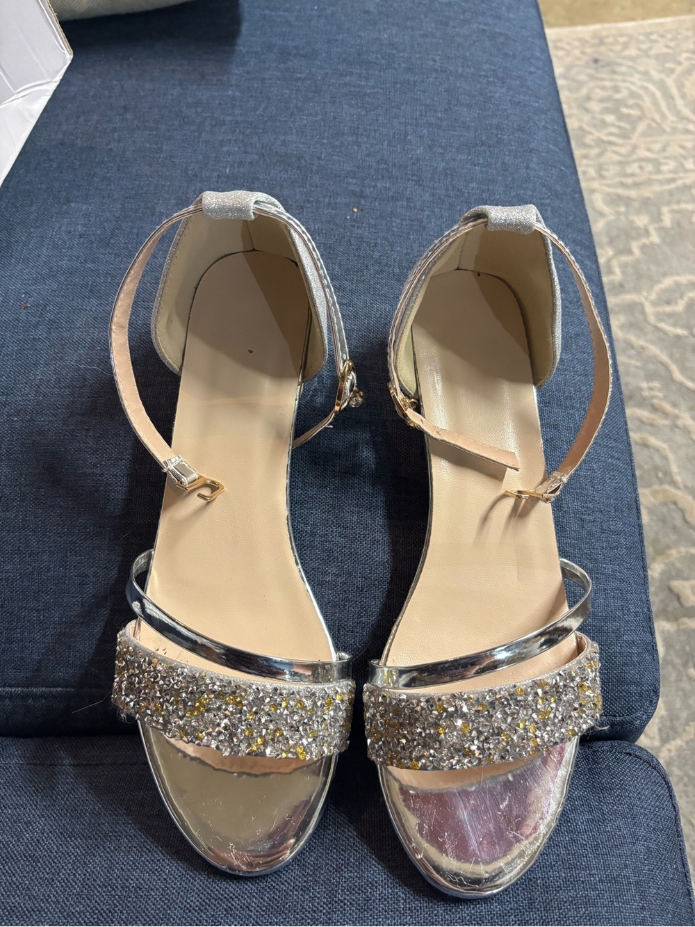 Sparkling Silver Ankle-Strap Women's Sandals